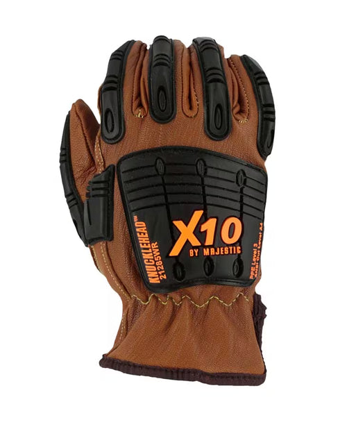 Majestic Cut-Less Goatskin Kevlar Gloves Arc Resistant Brown Dozen