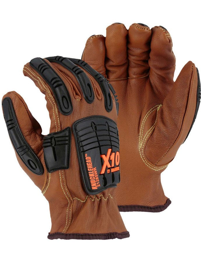 Majestic Cut-Less Goatskin Kevlar Gloves Arc Resistant Brown Dozen