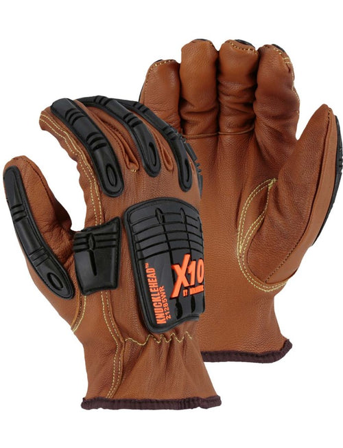 Majestic Cut-Less Goatskin Kevlar Gloves Arc Resistant Brown Dozen